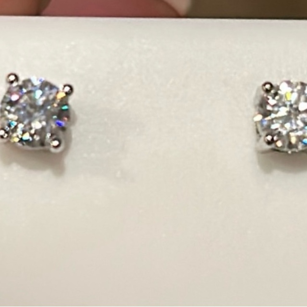 Moissonite .25 CTW Silver Stud Earring - Picture 3 of 4